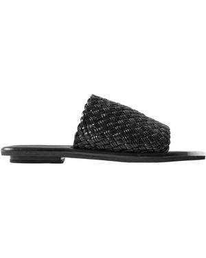St. Agni Woven Leather Slippers - Black
