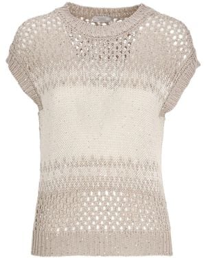 Peserico Open Knit Sleeveless Knitted Top - White