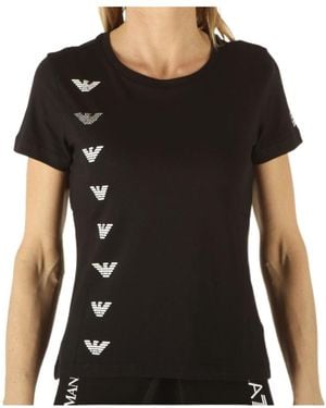 EA7 T-Shirt With Round Neck And Short Sleeves - Black