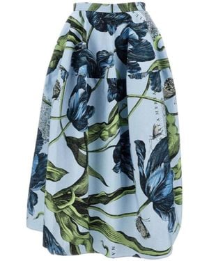 Erdem Midi Flared Skirt - Blue