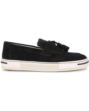 Armani Jeans Wear Flat Shoes With Low Fringed Sleeves - Black