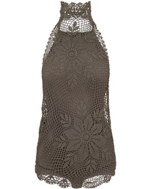 Magda Butrym Crochet Woven Cami Vest - Brown