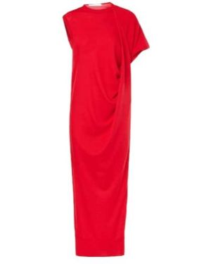 Stella McCartney Draped Wool Maxi Dress - Red