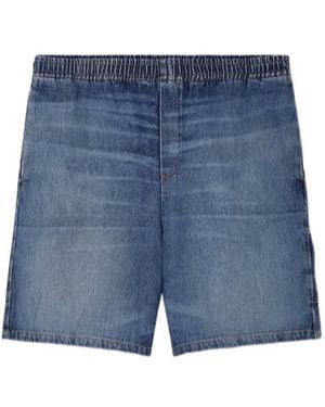 Versace Elastic Waist Denim Shorts - Blue