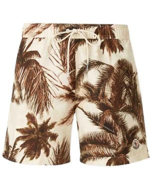 Moncler Wide-Leg Swim Trunks - Natural