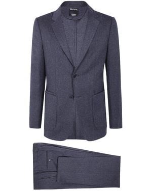 ZEGNA Two-Button Wool Suit - Blue