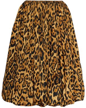 Alaïa Alaïa Gathered Animal-Pattern Skirt - Natural