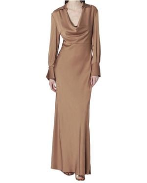 Jonathan Simkhai Adelle Satin Dress With Draping - Brown