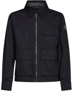Moncler Grenoble Logo Embroidered Zip-Up Shirt - Black