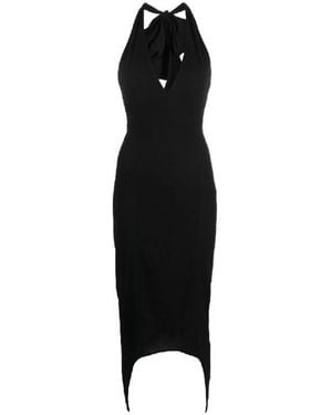 Patou Halter V-Neck Midi Dress - Black