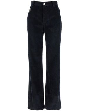 Bottega Veneta Corduroy Straight Leg Trousers - Blue