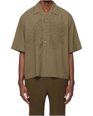 Homme Plissé Issey Miyake Embroidered Short-Sleeve Shirt - Green