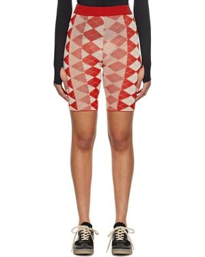 MM6 by Maison Martin Margiela Red & White Argyle Shorts
