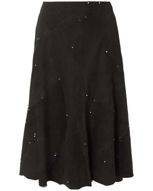 Chloé Studded Suede Midi Skirt - Black