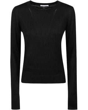 Patrizia Pepe Crew-Neck Long-Sleeve Knit Top - Black