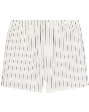 Ami Paris Logo Patch Striped Shorts - White