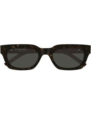 Saint Laurent Tortoiseshell-Effect Rectangle-Frame Sunglasses - Black