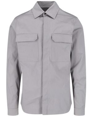 Rick Owens Collared Long-Sleeved Shirt - Grey