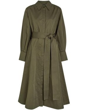 JOSEPH Belted Cotton -Blend Midi Shirt Dress - Green