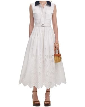 Self-Portrait Sleeveless Belted Midi Dress - White