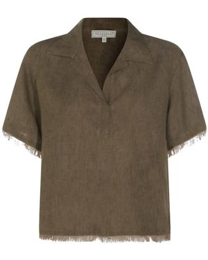 Antonelli Fringed V-Neck Top - Green