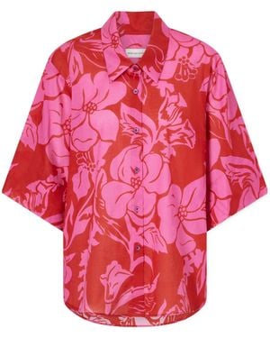 Dries Van Noten Floral-Print Cotton-Voile Shirt - Red