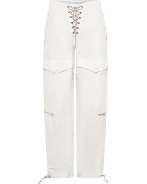 Dion Lee Lace-Up Twill Cargo Trousers - White