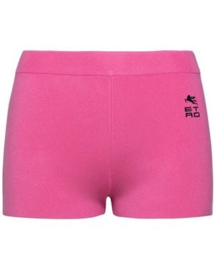 Etro Logo Print Fitted Shorts - Pink