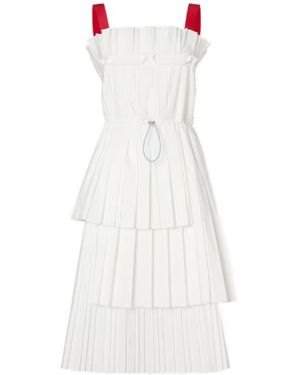 Fendi Ruffled Pleated Midi Dress - White