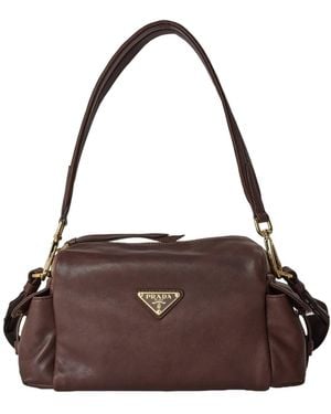 Prada Solid Color Shoulder Bag - Brown