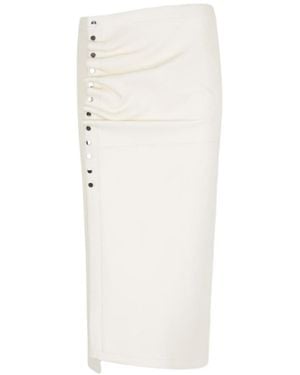 Rabanne Gathered Detailed Midi Skirt - White