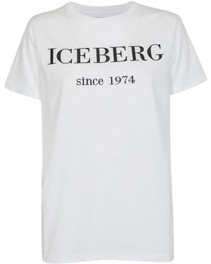 Iceberg Logo Printed Short Sleeved T-Shirt - White