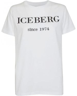 Iceberg Logo Printed Short Sleeved T-Shirt - White