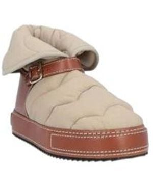 Chloé Color-Block Quilted Ankle Boots - Natural