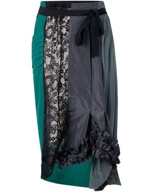 Prada Asymmetrical Midi Wrap Skirt With Tied Waist - Black