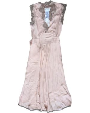 Maison Margiela Lace-Trim V-Neck Sleeveless Dress - Pink