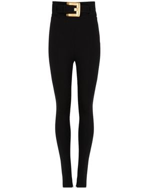 Balmain Stretch Belted Slim Pants - Black