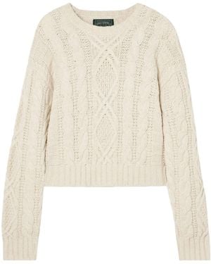 Polo Ralph Lauren Cropped Cable-Knit Cotton, Wool And Hemp-Blend Jumper - Natural