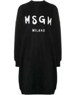 MSGM Logo Printed Dress - Black