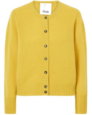 Allude Ribbed Cashmere Cardigan - Yellow