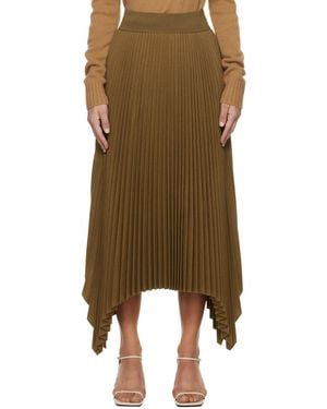 JOSEPH Pleated Wool Skirt - Brown