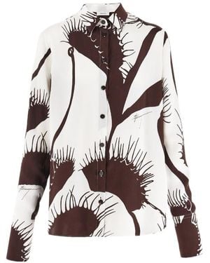Ferragamo Lapel Long-Sleeved Shirt - White