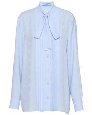 Prada Jacquard Crepe De Chine Blouse - Blue