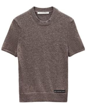 T By Alexander Wang Logo Patch Crewneck Knitted T-Shirt - Grey