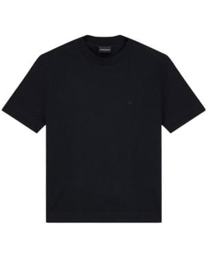 Emporio Armani Jersey T-Shirt With Micro Eagle Embroidery - Black