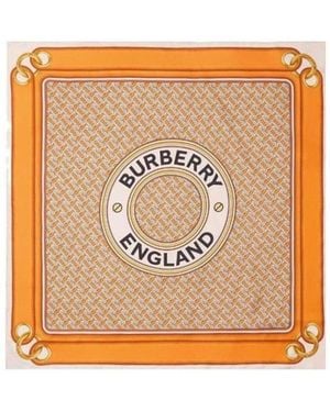 Burberry Montage-Print Silk Scarf - Orange