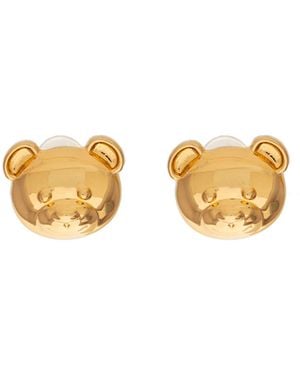 Moschino Teddy Bear Engraved Clip-On Earrings - Metallic