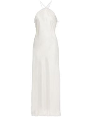 RIXO London Lace Trim Satin Strap Dress - White