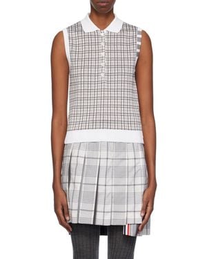 Thom Browne Lapel Knitted Vest - White