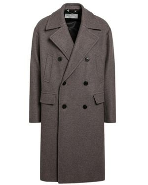 Dries Van Noten Taupe Double-Breasted Coat - Grey